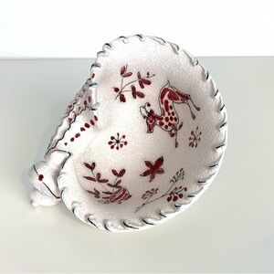 Fratelli Fanciullacci Decorative Bowl Seashell Deer Red White 5015/61 Italy Vtg